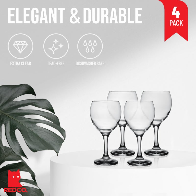 Red Co. Set of 4 Classic Glass 8.75 fl oz Stemmed All-Purpose White Wine Goblets, Clear - Image 2